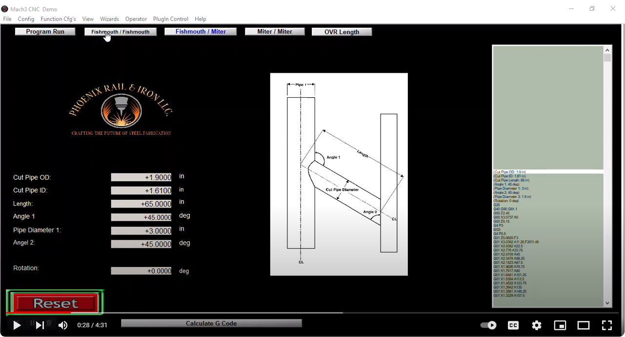 Load video: this is a video that deomstrate how to program a pipe that is mitered on one side and notched on the other